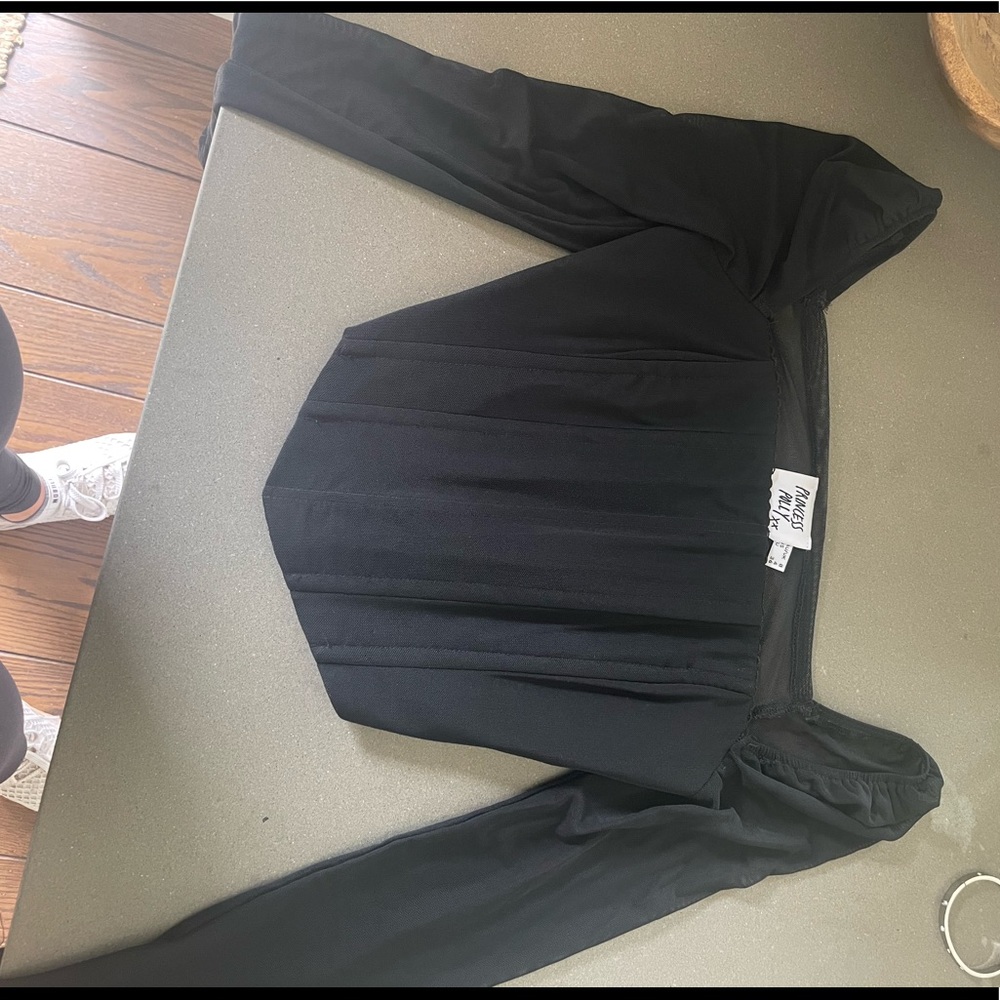 Princess Polly Black Long Sleeve Off-Shoulder Top